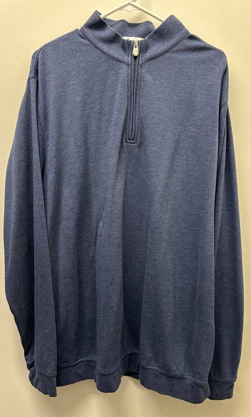 Peter Millar Men's Blue Cotton Modal 1/4 Zip Sweater Pullover Size XXL